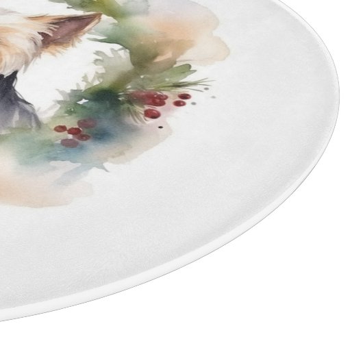 Biewer Terrier Kerstkrans Feestelijke Pup Snijplank (Hoek)