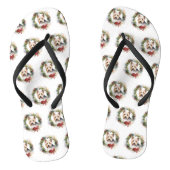 Biewer Terrier Kerstkrans Feestelijke Pup Teenslippers (Voetbed)