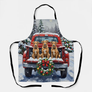 Biewer Terrier Kerstmis Rode Truck Vakantie Schort
