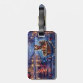 Biewer Terrier Kerstvakantie Bagagelabel (Achterkant verticaal)