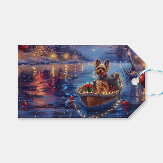 Biewer Terrier Kerstvakantie Cadeaulabel (Voorkant (Horizontaal))