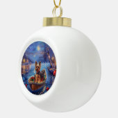 Biewer Terrier Kerstvakantie Keramische Bal Ornament (Rechts)