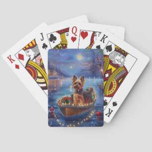 Biewer Terrier Kerstvakantie Pokerkaarten