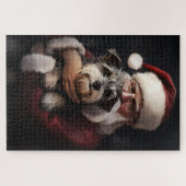 Biewer Terrier met Kerstman Feestelijke Kerstmis Legpuzzel (Horizontaal)