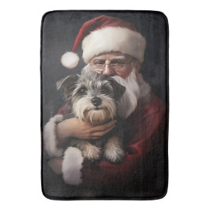 Biewer Terrier met Kerstman Festieve Kerstmis Badmat