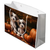 Biewer Terrier Puppy Herfst Delight Pompoen Groot Cadeauzakje (Achterkant Gekanteld)