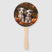 Biewer Terrier Puppy Herfst Delight Pompoen Handwaaier (Voorkant)