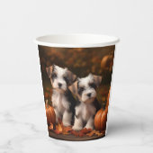 Biewer Terrier Puppy Herfst Delight Pompoen Papieren Bekers (Achterkant)