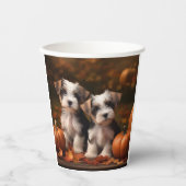 Biewer Terrier Puppy Herfst Delight Pompoen Papieren Bekers (Voorkant)