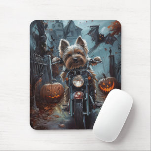 Biewer Terrier Rijden Motorfiets Halloween Eng Muismat