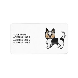 Biewer Terrier Schattige Cartoon Hond & Aangepaste Etiket
