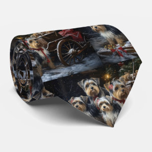 Biewer Terrier Sneeuw Slede Kerst Decor Stropdas