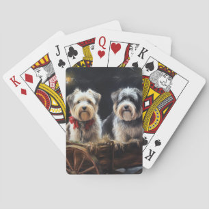 Biewer Terrier Sneeuw Slede Kerst Decoratie Pokerkaarten