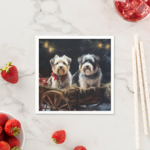 Biewer Terrier Sneeuw Slede Kerst Decoratie Servet