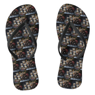 Biewer Terrier Sneeuw Slede Kerst Decoratie Teenslippers