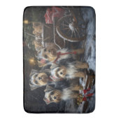 Biewer Terrier Snowy Sleigh Kerst Decor Badmat (Voorkant Verticaal)