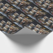 Biewer Terrier Snowy Sleigh Kerst Decor Cadeaupapier (Hoek)