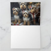 Biewer Terrier Snowy Sleigh Kerst Decor Kaart (Binnen)