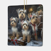 Biewer Terrier Snowy Sleigh Kerst Decor Keramisch Ornament (Links)