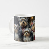 Biewer Terrier Snowy Sleigh Kerst Decor Koffiemok (Voorkant links)