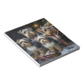 Biewer Terrier Snowy Sleigh Kerst Decor Notitieblok (Schuin)