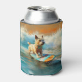 Biewer Terrier Strand Surfen Schilderij Blikjeskoeler (Blikje Voorkant)