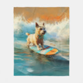 Biewer Terrier Strand Surfen Schilderij Fleece Deken (Voorkant)