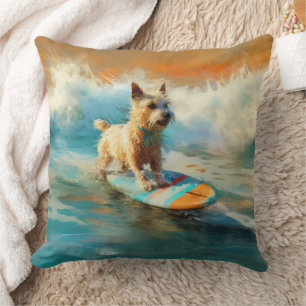Biewer Terrier Strand Surfen Schilderij Kussen