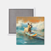 Biewer Terrier Strand Surfen Schilderij Magneet (Voorkant / Achterkant)