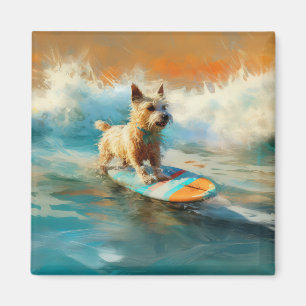 Biewer Terrier Strand Surfen Schilderij Magneet