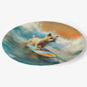 Biewer Terrier Strand Surfen Schilderij Papieren Bordje (Gekanteld)