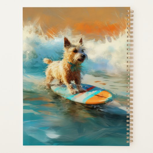 Biewer Terrier Strand Surfen Schilderij Planner (Achterkant)