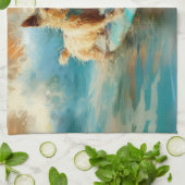 Biewer Terrier Strand Surfen Schilderij Theedoek (Gevouwen)