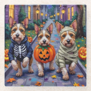 Biewer Terrier Trick-or-Treating Halloween kostuum Glazen Onderzetter