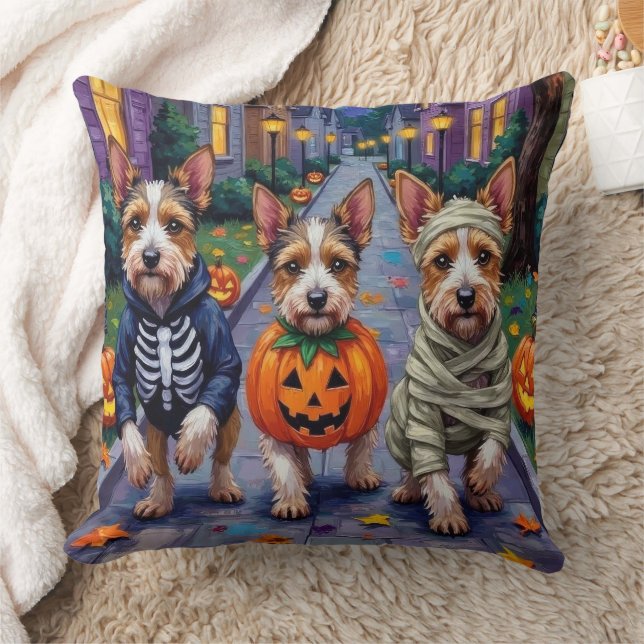 Biewer Terrier Trick-or-Treating Halloween kostuum Kussen (Deken)