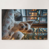 Biewer Terrier With Christmas Lights Holiday Legpuzzel (Horizontaal)