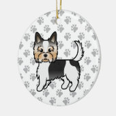 Biewer Terrier Yorkie Cartoon Dog & Paws Keramisch Ornament (Links)