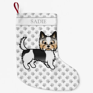 Biewer Terrier Yorkie Cute Cartoon Dog & Name Kleine Kerstsok