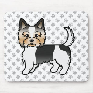Biewer Terrier/Yorkie Cute Cartoon Dog & Paws Muismat