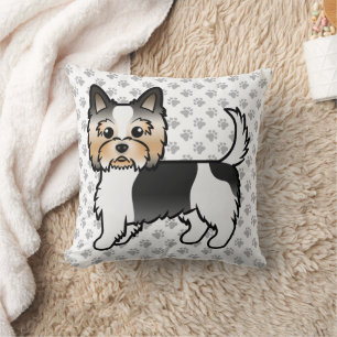Biewer Terrier Yorkie Schattige Cartoon Hond & Poo Kussen