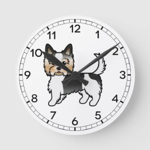 Biewer Terrier Yorkie Schattige Cartoon Hond Ronde Klok
