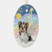 Biewer Yorkie Angel - Wolken #3 Keramisch Ornament (Rechts)