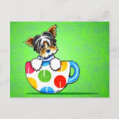 Biewer Yorkie Polka Dot Cup Groen Briefkaart (Voorkant)