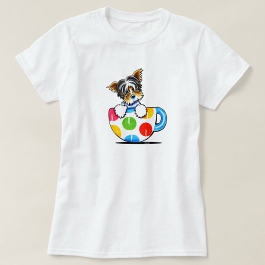 Biewer Yorkie Polka Dot Cup T-Shirt (Design voorkant)