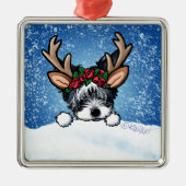 Biewer Yorkie Reindeer Metal Ornament (Voorkant)
