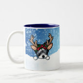 Biewer Yorkie Reindeer Noël Mug à deux tons (Gauche)