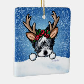 Biewer Yorkie Reindeer Ornement céramique (Droite)