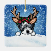 Biewer Yorkie Reindeer Ornement céramique (Dos)