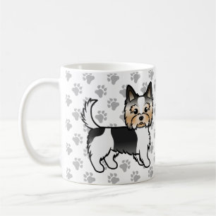 Biewer Yorkshire Terrier Cartoon Hond & Pootafdruk Koffiemok