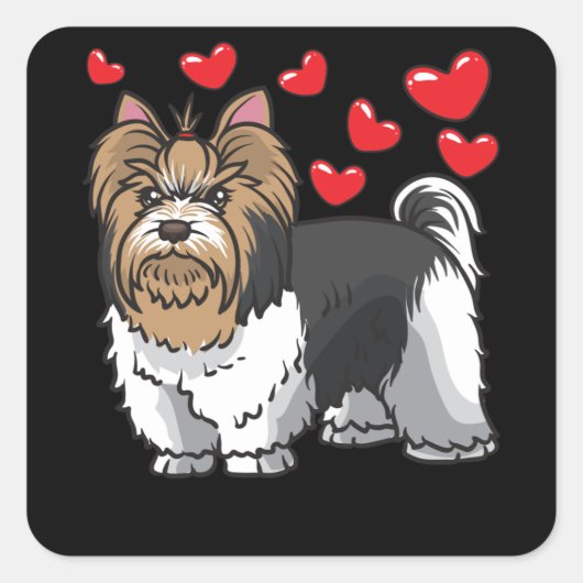Biewer Yorkshire Terrier Honden Vierkante Sticker (Voorkant)